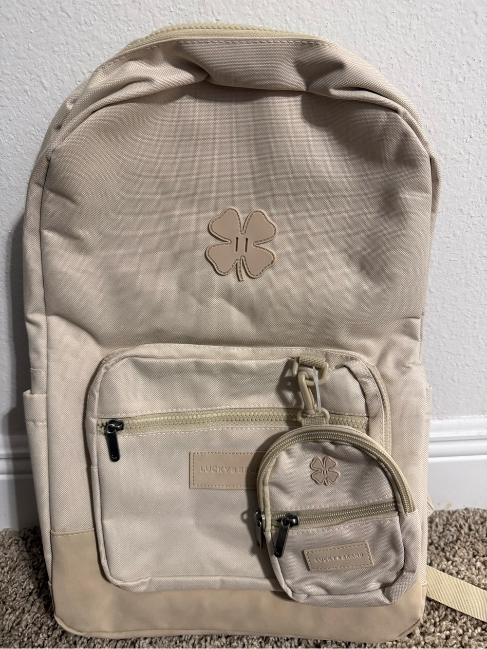 Men's or Women’s Beige Backpack with Mini Pouch